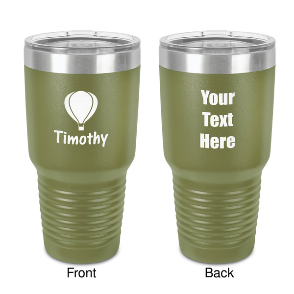 Custom Watercolor Hot Air Balloons 30 oz Stainless Steel Tumbler - Olive - Double-Sided (Personalized)