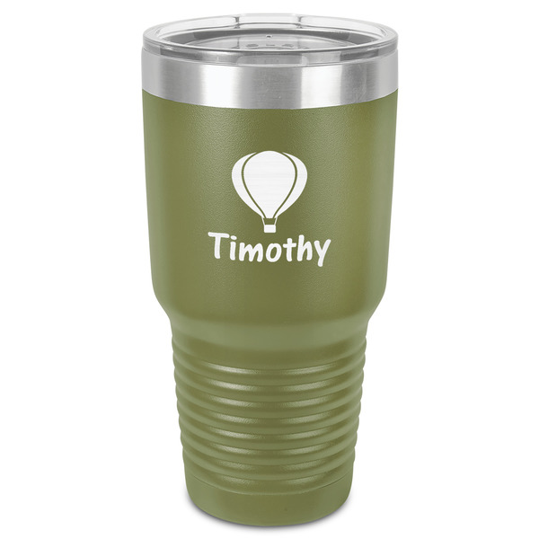 Custom Watercolor Hot Air Balloons 30 oz Stainless Steel Tumbler - Olive - Single-Sided (Personalized)