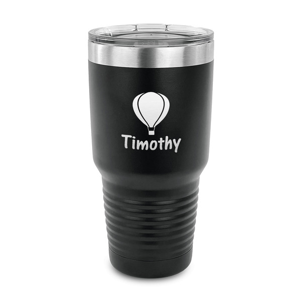 Custom Watercolor Hot Air Balloons 30 oz Stainless Steel Tumbler - Black - Single Sided (Personalized)