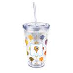 Watercolor Hot Air Balloons 16oz Double Wall Acrylic Tumbler with Lid & Straw - Full Print (Personalized)