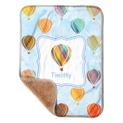 Watercolor Hot Air Balloons Sherpa Baby Blanket - 30" x 40" w/ Name or Text