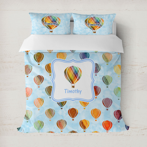 Custom Watercolor Hot Air Balloons Duvet Cover (Personalized)