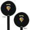 Watercolor Hot Air Balloons Black Plastic 5.5" Stir Stick - Double Sided - Round - Front & Back