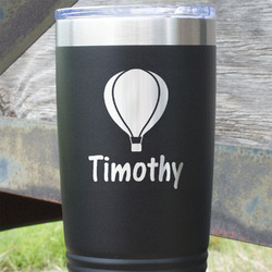 Watercolor Hot Air Balloons 20 oz Stainless Steel Tumbler - Black - Double Sided (Personalized)
