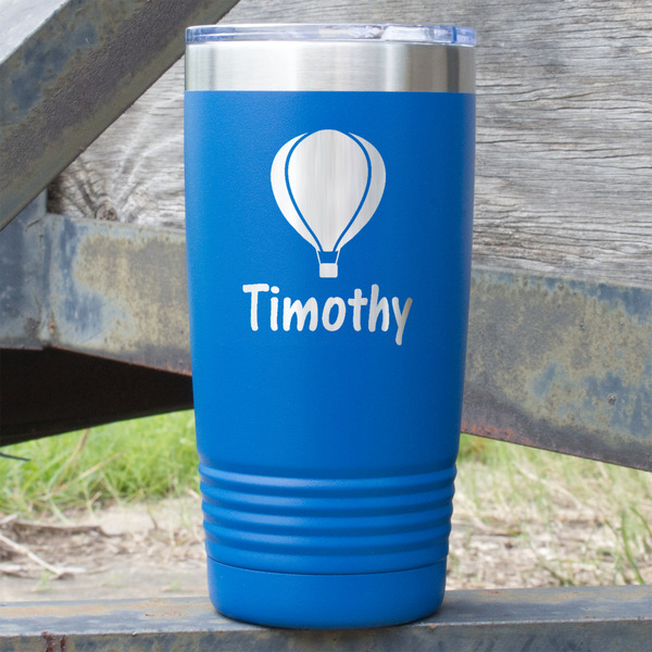 Custom Watercolor Hot Air Balloons 20 oz Stainless Steel Tumbler - Royal Blue - Double Sided (Personalized)