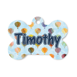 Watercolor Hot Air Balloons Bone Shaped Dog ID Tag - Small (Personalized)