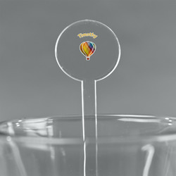 Watercolor Hot Air Balloons 7" Round Plastic Stir Sticks - Clear (Personalized)