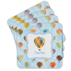 Watercolor Hot Air Balloons Cork Coaster - Set of 4 w/ Name or Text