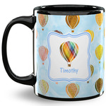 Watercolor Hot Air Balloons 11 Oz Coffee Mug - Black (Personalized)