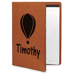 Watercolor Hot Air Balloons Leatherette Portfolio with Notepad - Large - Single Sided (Personalized)