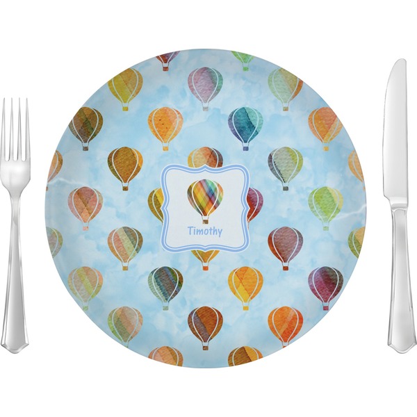 Custom Watercolor Hot Air Balloons Glass Lunch / Dinner Plate 10" (Personalized)