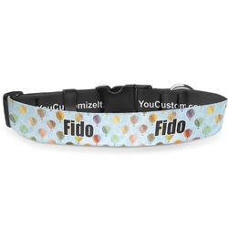 Watercolor Hot Air Balloons Deluxe Dog Collar - Medium (11.5" to 17.5") (Personalized)
