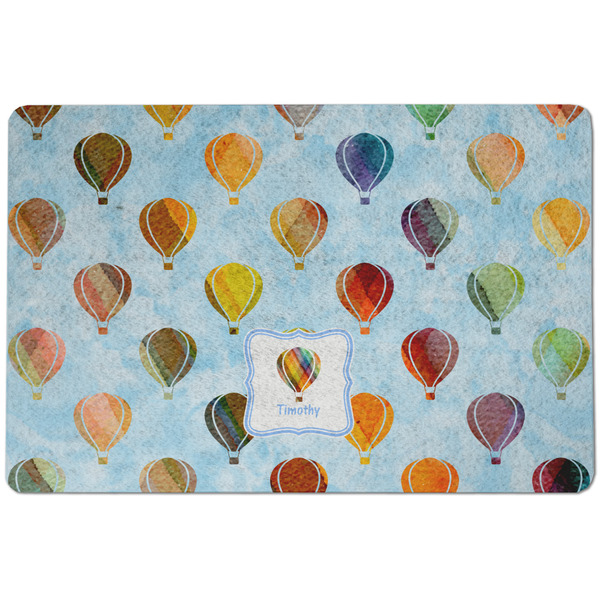 Custom Watercolor Hot Air Balloons Dog Food Mat w/ Name or Text