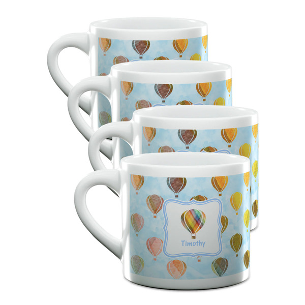 Custom Watercolor Hot Air Balloons Double Shot Espresso Cups - Set of 4 (Personalized)