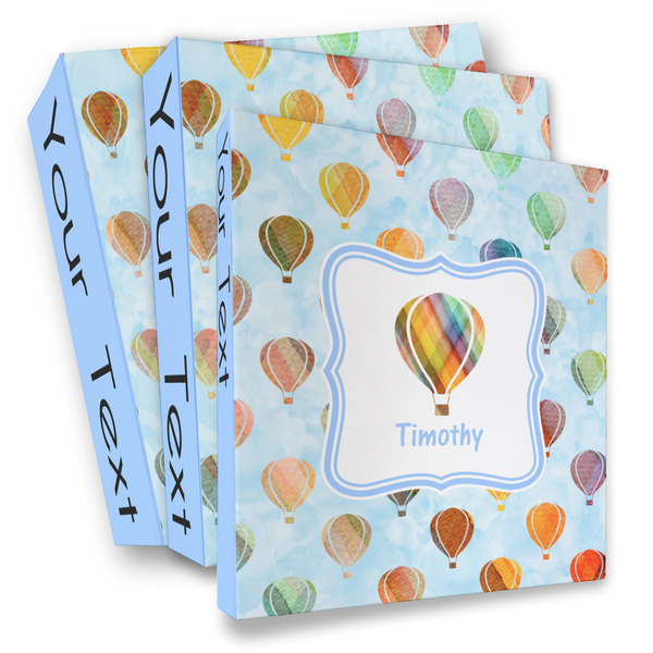 Custom Watercolor Hot Air Balloons 3 Ring Binder - Full Wrap (Personalized)