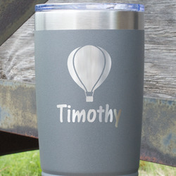 Watercolor Hot Air Balloons 20 oz Stainless Steel Tumbler - Grey - Double Sided (Personalized)