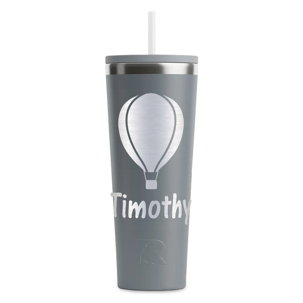 Custom Watercolor Hot Air Balloons RTIC Everyday Tumbler with Straw - 28oz - Grey - Double-Sided (Personalized)