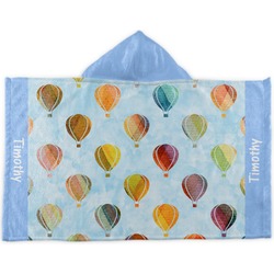 Watercolor Hot Air Balloons Kids Hooded Towel (Personalized)