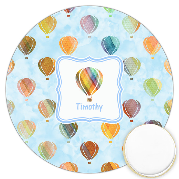 Custom Watercolor Hot Air Balloons Printed Cookie Topper - 3.25" (Personalized)