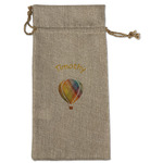 Watercolor Hot Air Balloons Large Burlap Gift Bag - Front (Personalized)