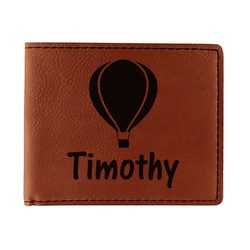 Watercolor Hot Air Balloons Leatherette Bifold Wallet - Double Sided (Personalized)