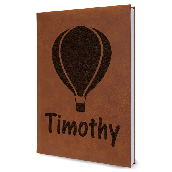 Custom Watercolor Hot Air Balloons Leather Sketchbook - Large - Double Sided (Personalized)