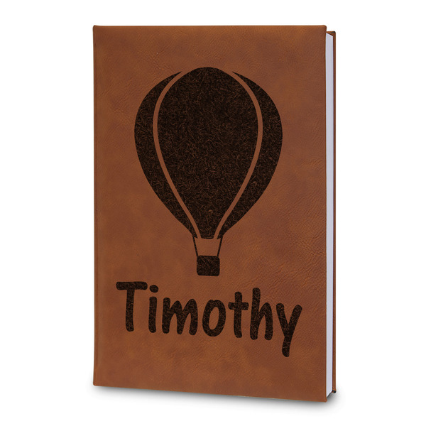 Custom Watercolor Hot Air Balloons Leatherette Journal - Large - Double Sided (Personalized)