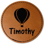 Watercolor Hot Air Balloons Faux Leather Iron On Patch - Round (Personalized)