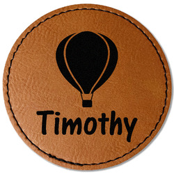 Watercolor Hot Air Balloons Faux Leather Iron On Patch - Round (Personalized)