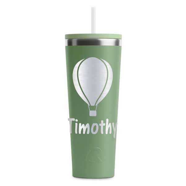 Custom Watercolor Hot Air Balloons RTIC Everyday Tumbler with Straw - 28oz - Light Green - Single-Sided (Personalized)