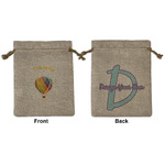 Watercolor Hot Air Balloons Medium Burlap Gift Bag - Front & Back (Personalized)