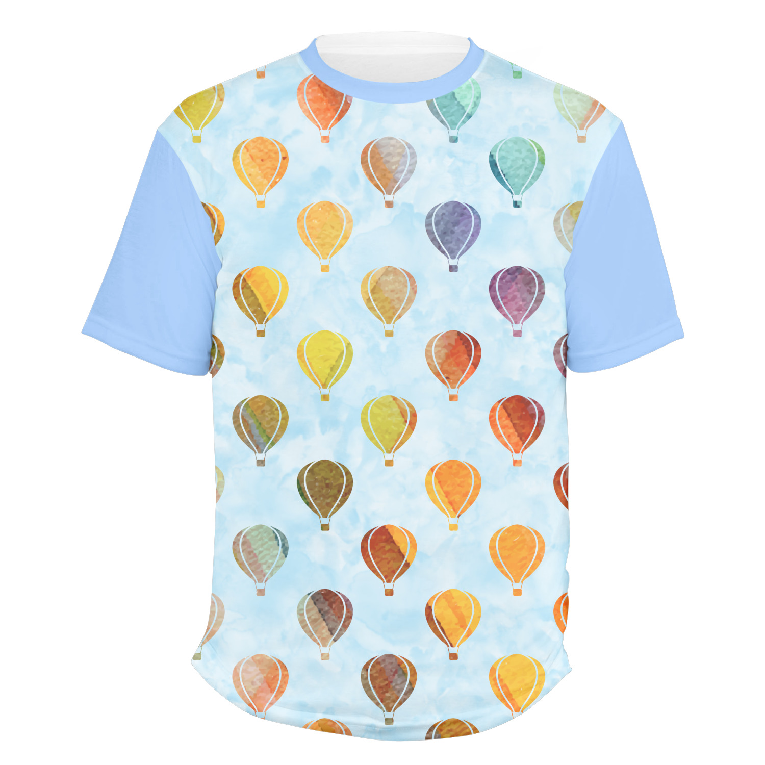 Custom Watercolor Hot Air Balloons Men's Crew T-Shirt | YouCustomizeIt