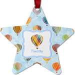 Watercolor Hot Air Balloons Metal Star Ornament - Double Sided w/ Name or Text