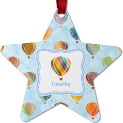 Watercolor Hot Air Balloons Metal Star Ornament - Double Sided w/ Name or Text