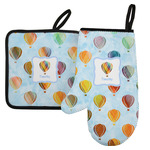 Watercolor Hot Air Balloons Left Oven Mitt & Pot Holder Set w/ Name or Text