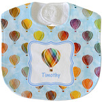 Watercolor Hot Air Balloons Velour Baby Bib w/ Name or Text