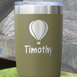 Watercolor Hot Air Balloons 20 oz Stainless Steel Tumbler - Olive - Double Sided (Personalized)