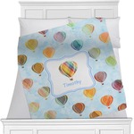 Watercolor Hot Air Balloons Minky Blanket (Personalized)