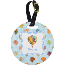 Watercolor Hot Air Balloons Plastic Luggage Tag - Round (Personalized)