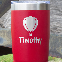 Watercolor Hot Air Balloons 20 oz Stainless Steel Tumbler - Red - Single Sided (Personalized)