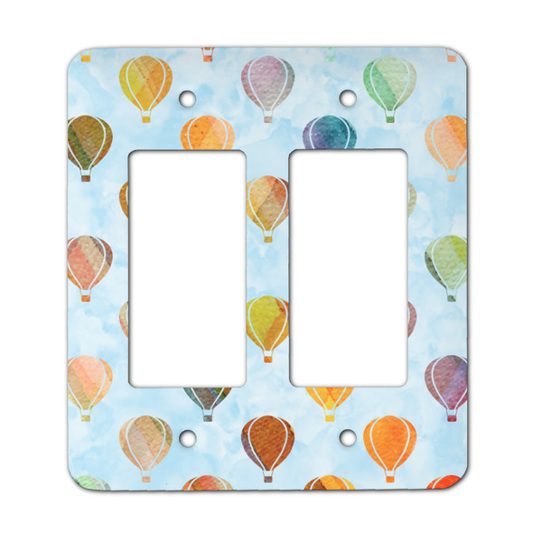 Custom Watercolor Hot Air Balloons Rocker Style Light Switch Cover - Two Switch