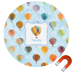 Watercolor Hot Air Balloons Round Car Magnet - 6" (Personalized)