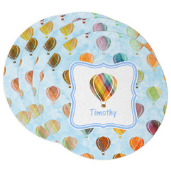 Watercolor Hot Air Balloons Round Paper Coasters w/ Name or Text