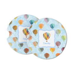 Watercolor Hot Air Balloons Sandstone Car Coasters - Set of 2 (Personalized)