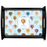 Watercolor Hot Air Balloons Black Wooden Tray - Large (Personalized)