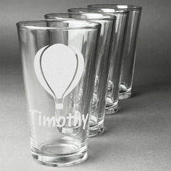 Watercolor Hot Air Balloons Pint Glasses - Engraved (Set of 4) (Personalized)