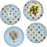 Watercolor Hot Air Balloons Set of 4 Glass Lunch / Dinner Plate 10" (Personalized)