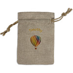 Watercolor Hot Air Balloons Small Burlap Gift Bag - Front (Personalized)