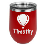 Watercolor Hot Air Balloons Stemless Stainless Steel Wine Tumbler - Red - Double Sided (Personalized)