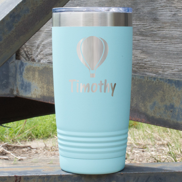 Custom Watercolor Hot Air Balloons 20 oz Stainless Steel Tumbler - Teal - Double Sided (Personalized)